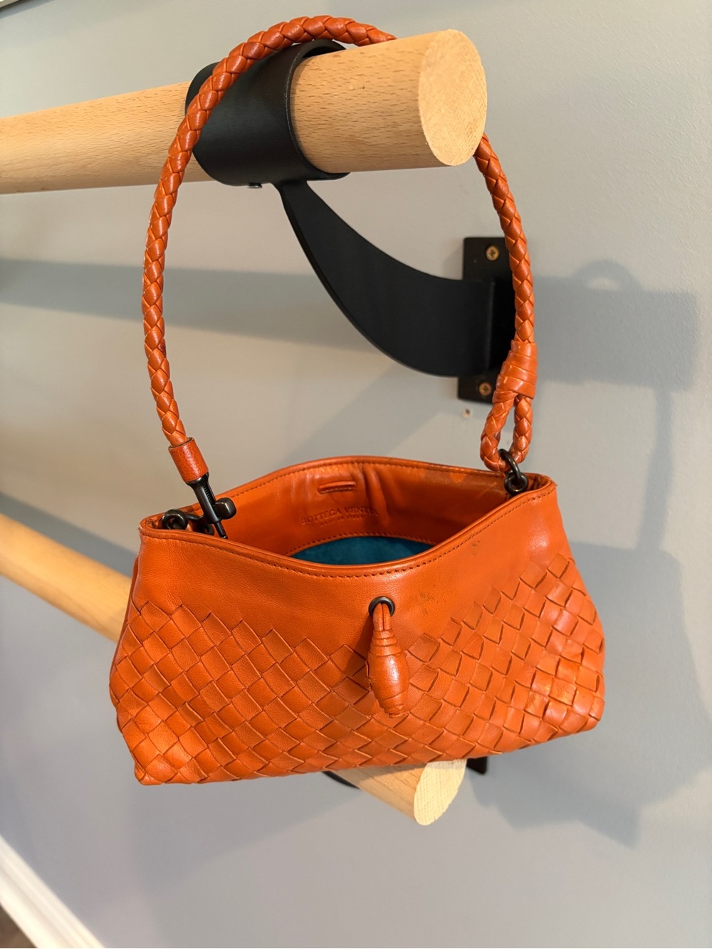 Orange Blue Vintage Bottega Veneta Intrecciato shoulder-bag, wristlet/clutch.